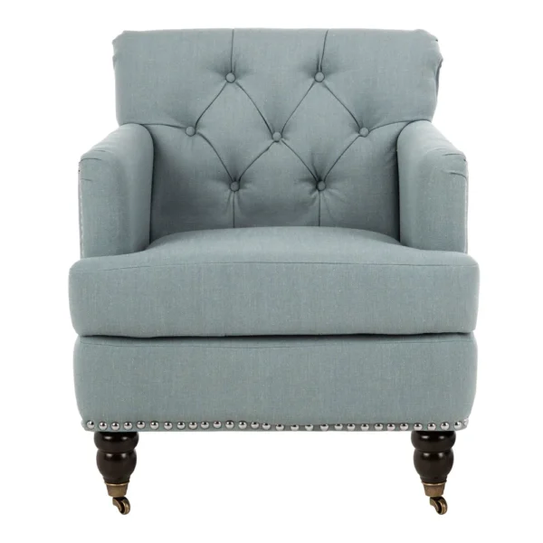 Colin Sky Blue Linen Tufted Club Chair - 28" x 34.4" x 32.7" - Image 4